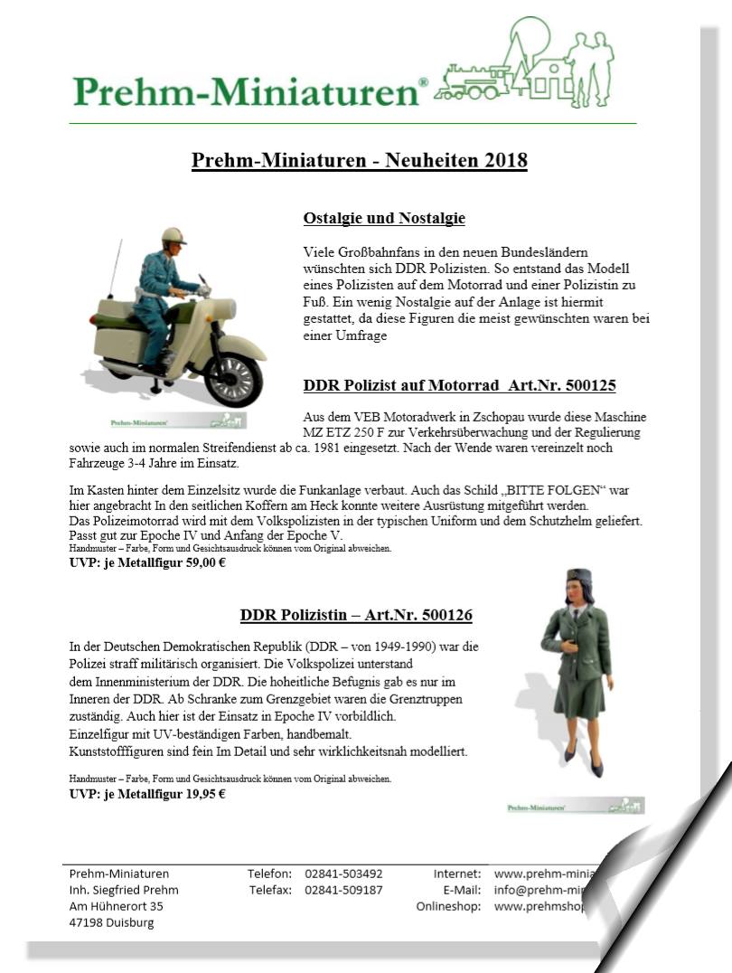 Neuheitenblatt 2018 - Prehm-Miniaturen - aufs Bild klicken und Downloaden. 