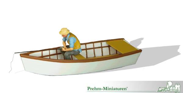 Art.-Nr. 550140 - Ruderboot mit Angler, Neuheit 2019, Das Ruderboot in Kunststoff ist geeignet um weiter auf den See hinaus zu fahren und dort im Lebensbereich der Fischschwärme zu angeln. Der Angler ist ebenfalls aus Kunststoff um die Schwimmfähigkeit zu gewährleisten.