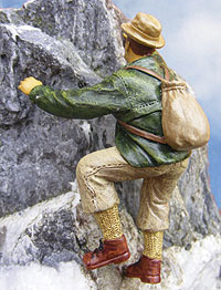 Art. Nr. 500102 . Drei Metallfiguren als Bergsteiger mit detaillierter Kleidung